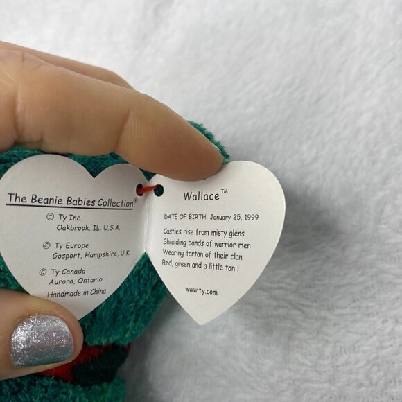 TY Beanie Babies - Wallace the Scottish Bear 4264 - Original Teddy Bear Green - Picture 2 of 6